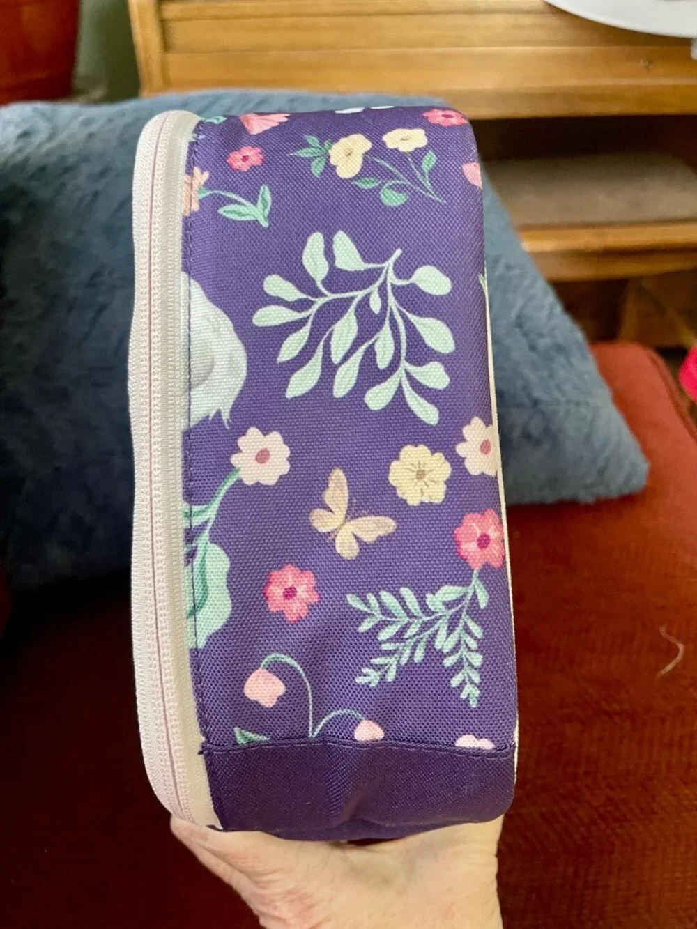 Pottery Barn Kids Cold Pack Lunch Box Kitty Floral Purple Pink Cats NWOT